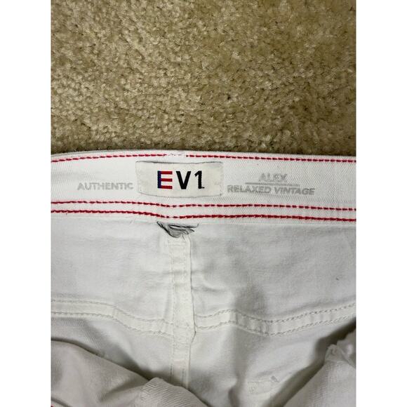 EV1 White Denim Mini Skirt Size 16 Racing Stripes Alex Relaxed Vintage B016 - Picture 3 of 11